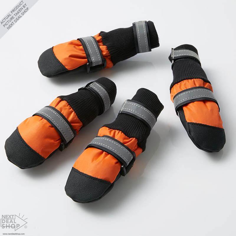 Botas para Animais de Estimação en color naranja y negro, diseñadas para la comodidad y protección de mascotas.
